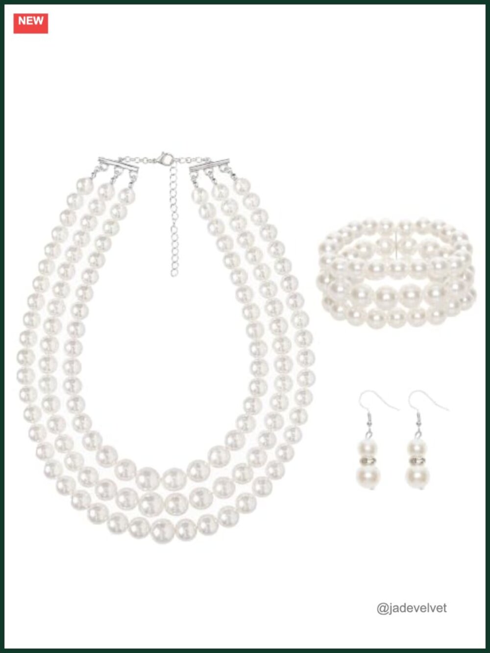 Faux Pearl Jewelry Set Necklace Earrings Bracelet Wedding